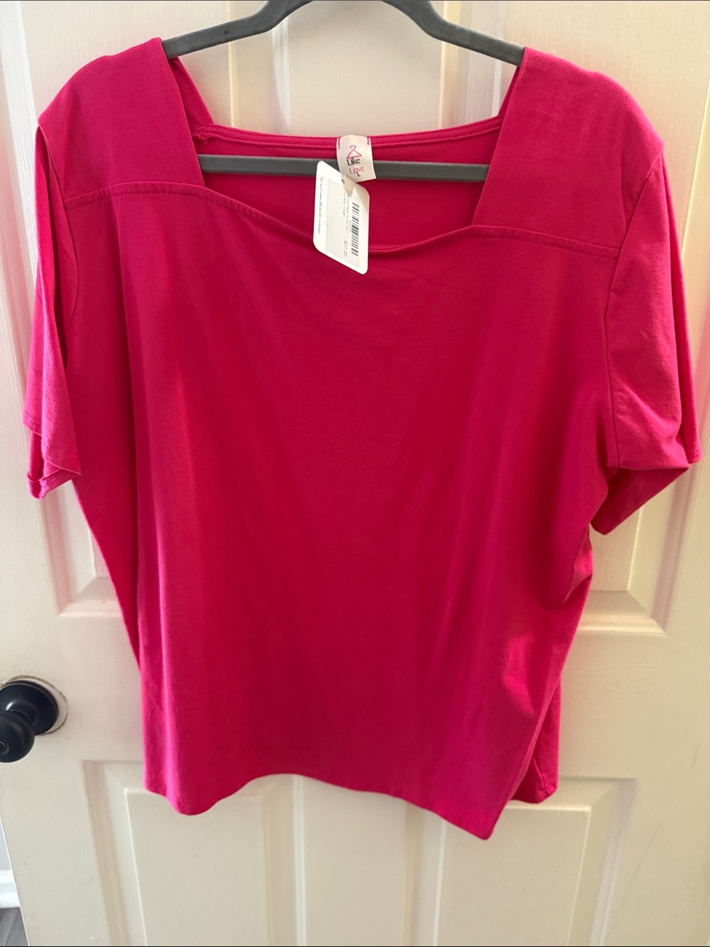 Like Love Fuchsia Short Sleeve Square Neck Top